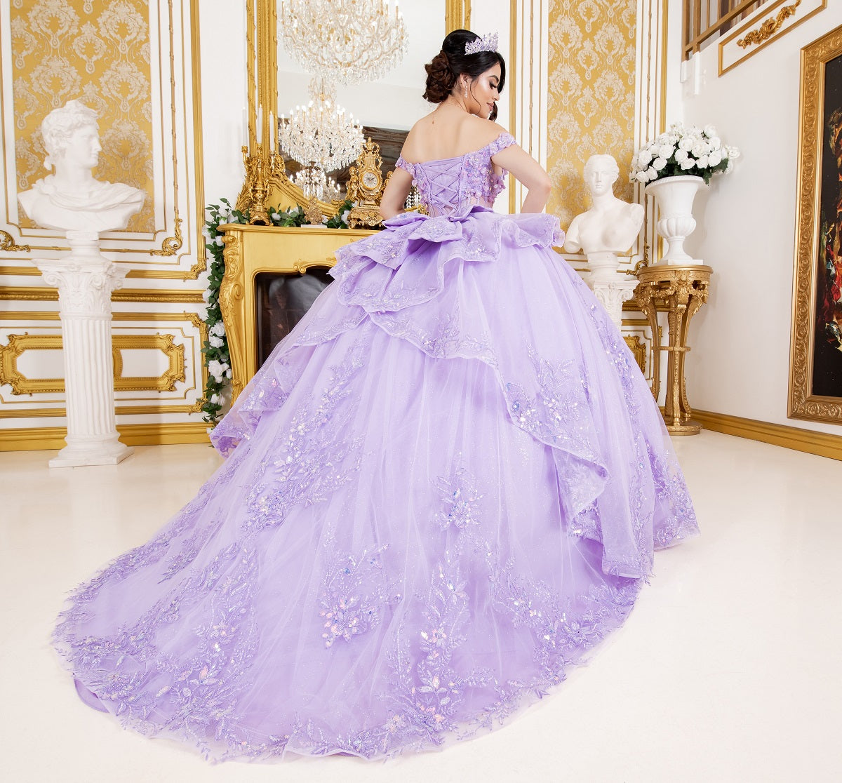 3D Floral Off Shoulder Ball Gown by Cinderella Couture 8160J - product image 10