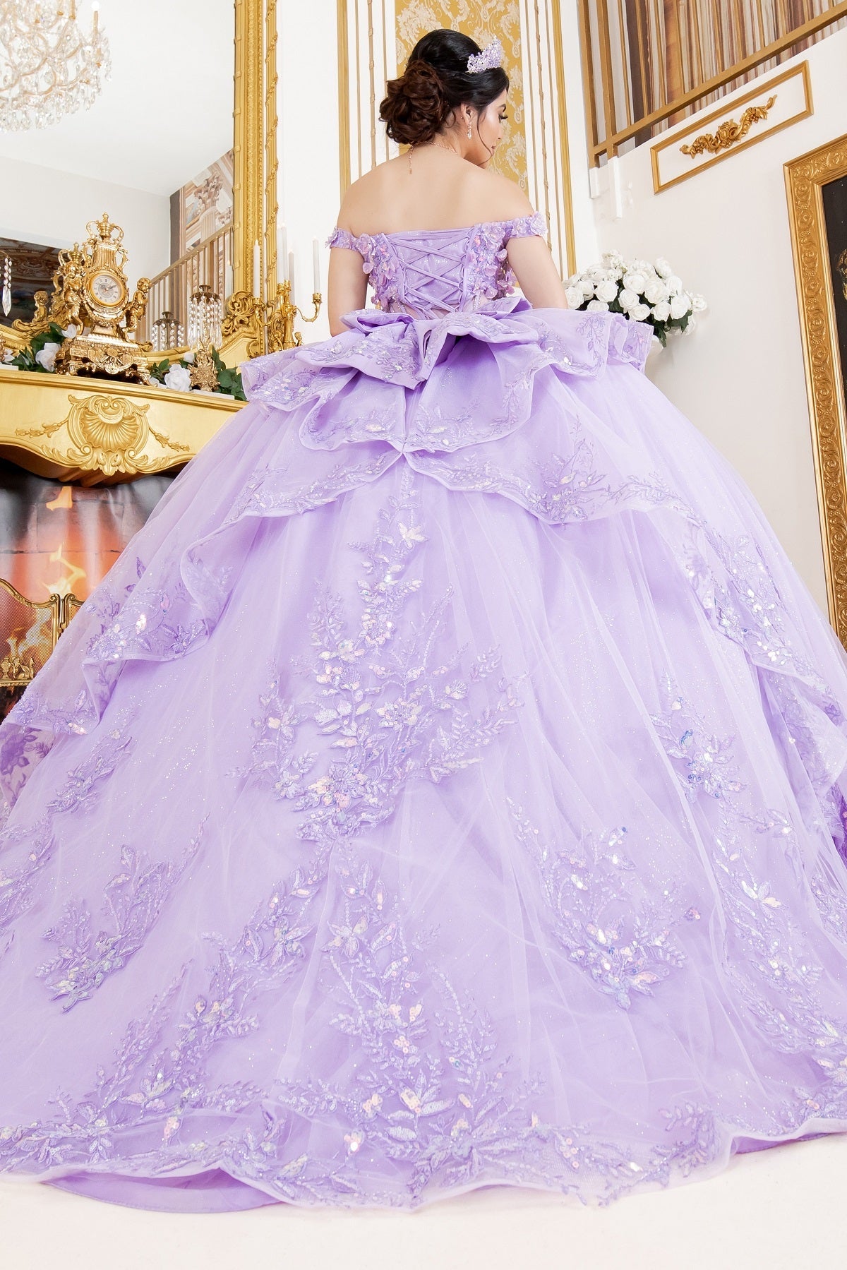 3D Floral Off Shoulder Ball Gown by Cinderella Couture 8160J - product image 7