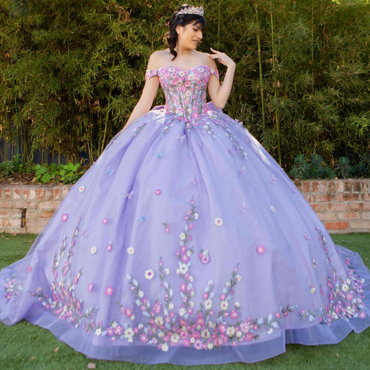 Floral Off Shoulder Ball Gown by Cinderella Couture 8260J - product image 5