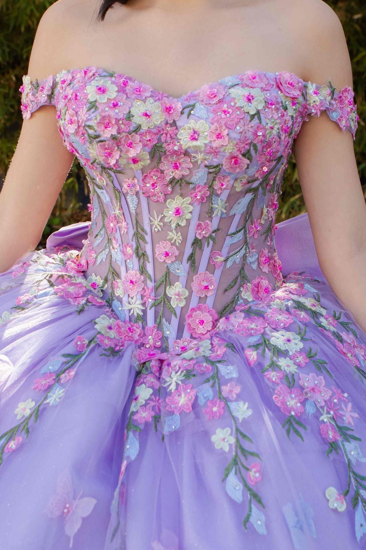 Floral Off Shoulder Ball Gown by Cinderella Couture 8260J - product image 3