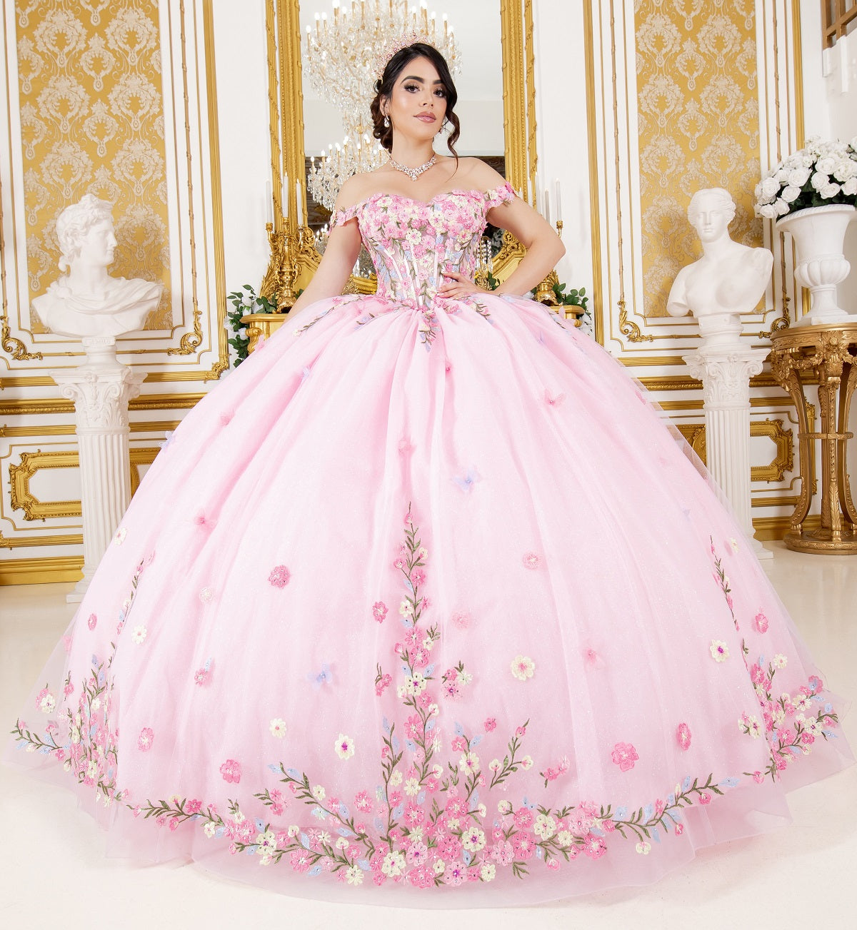 Floral Off Shoulder Ball Gown by Cinderella Couture 8260J - product image 10