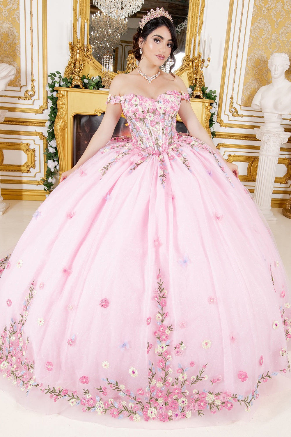 Floral Off Shoulder Ball Gown by Cinderella Couture 8260J - product image 7
