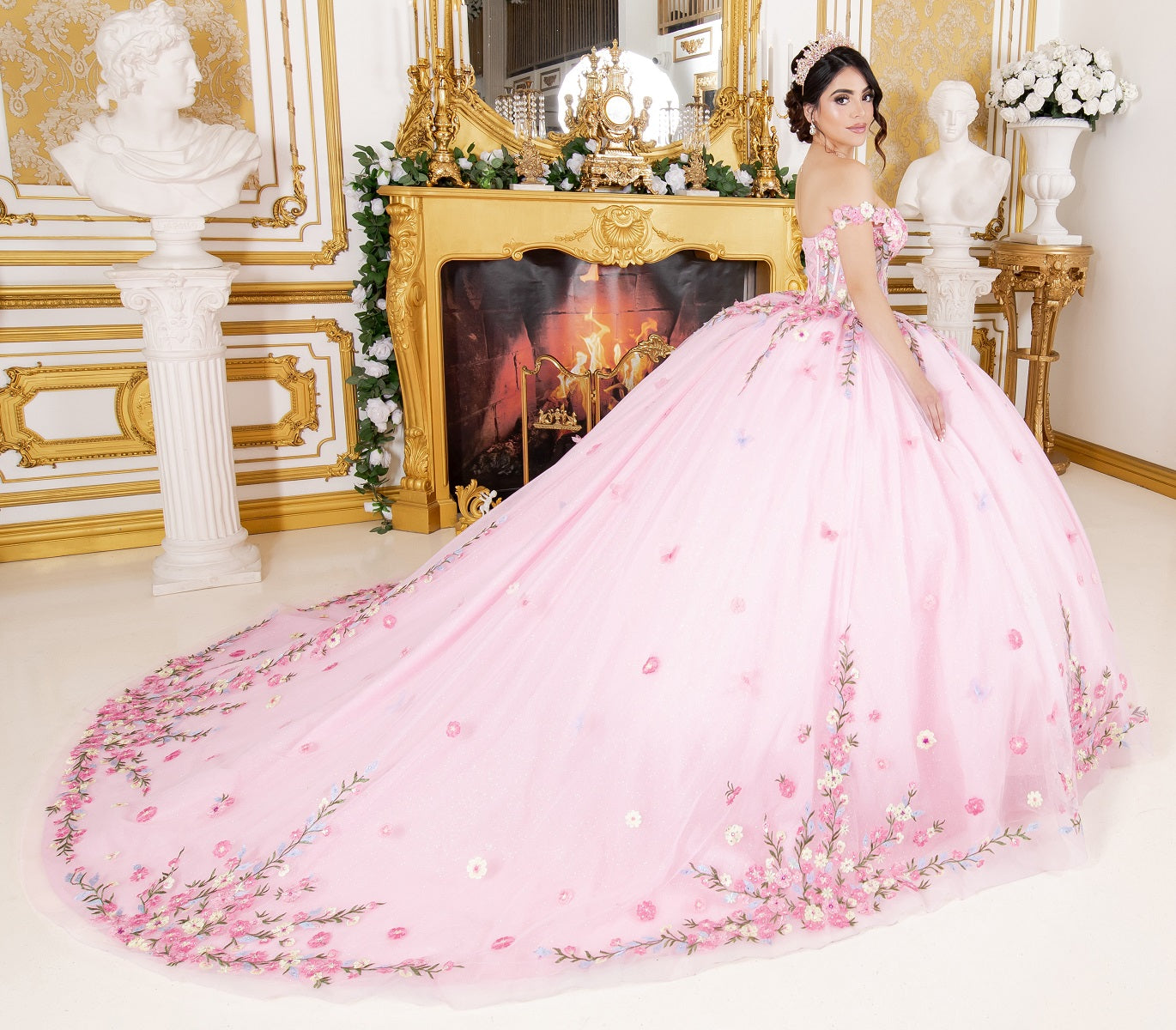 Floral Off Shoulder Ball Gown by Cinderella Couture 8260J - product image 9