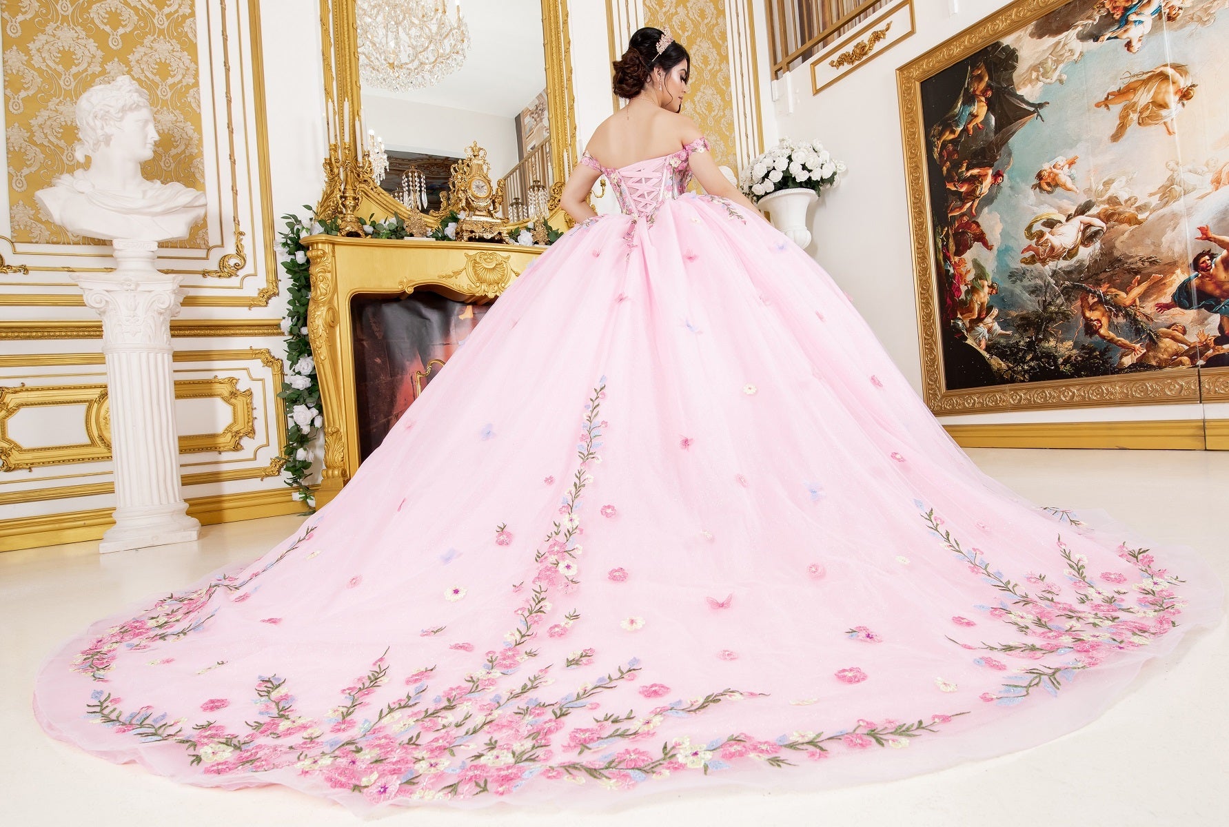 Floral Off Shoulder Ball Gown by Cinderella Couture 8260J - product image 11