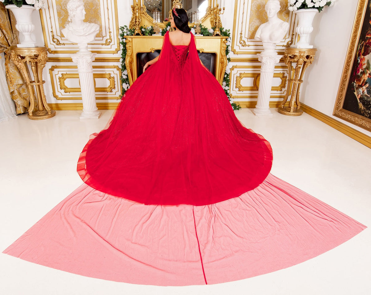 Cape Sleeve Ball Gown by Cinderella Couture 8270J - product image 2