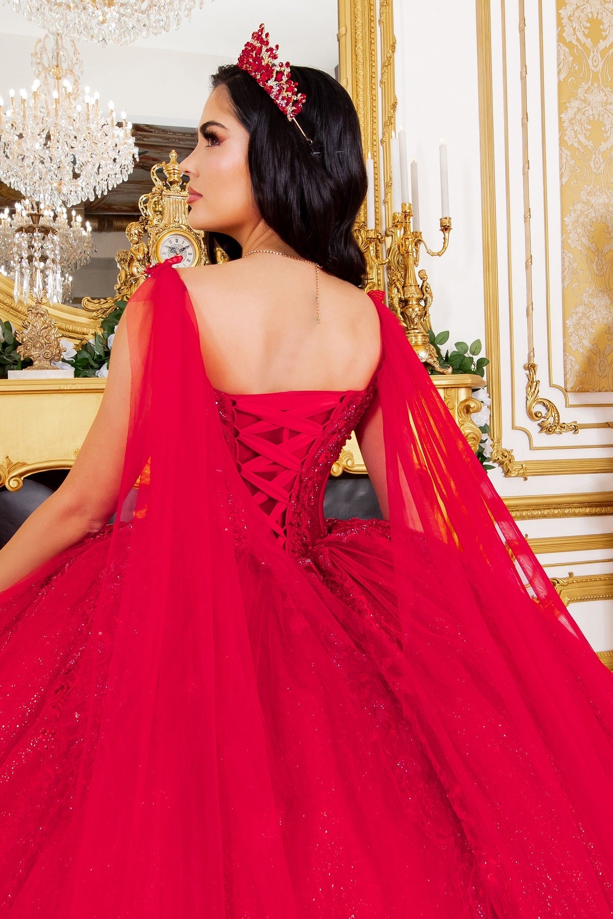 Cape Sleeve Ball Gown by Cinderella Couture 8270J - product image 4