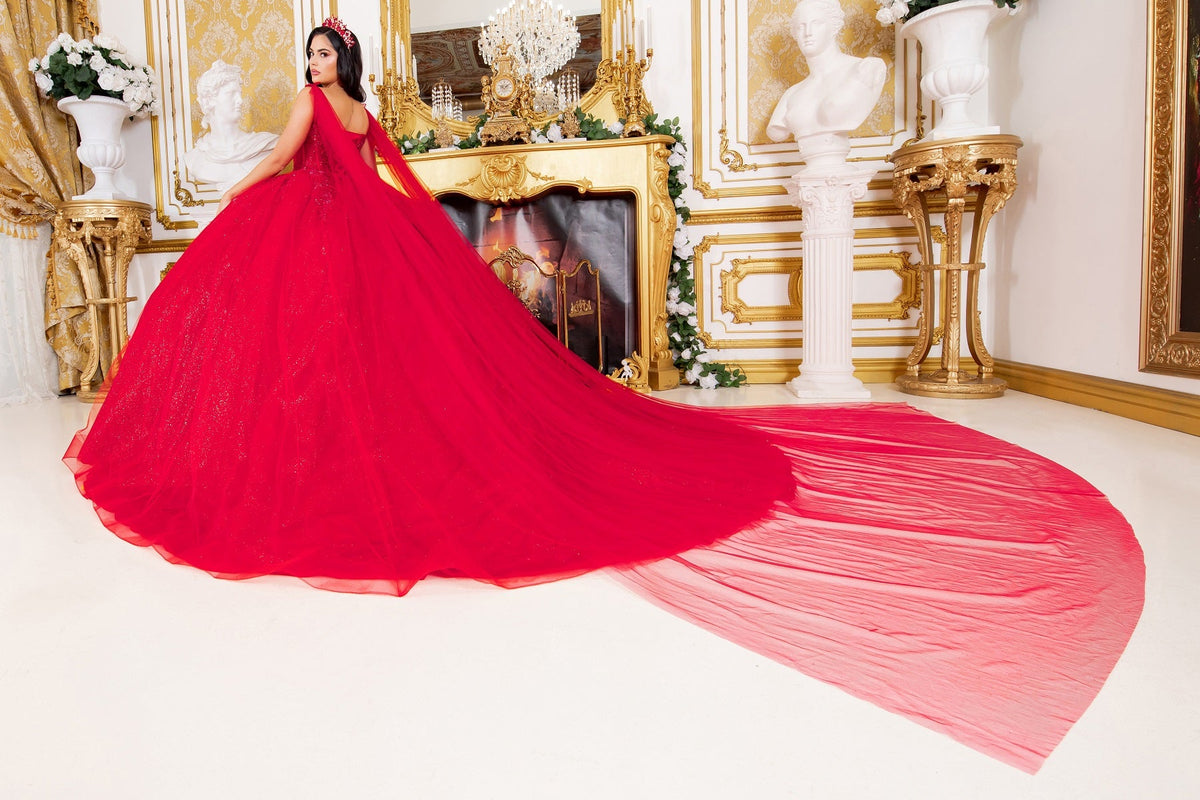 Cape Sleeve Ball Gown by Cinderella Couture 8270J - product image 7