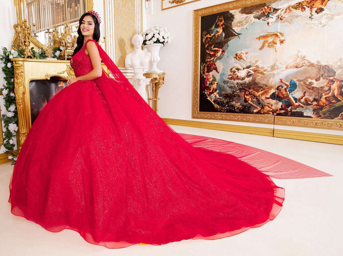 Cape Sleeve Ball Gown by Cinderella Couture 8270J - product image 5