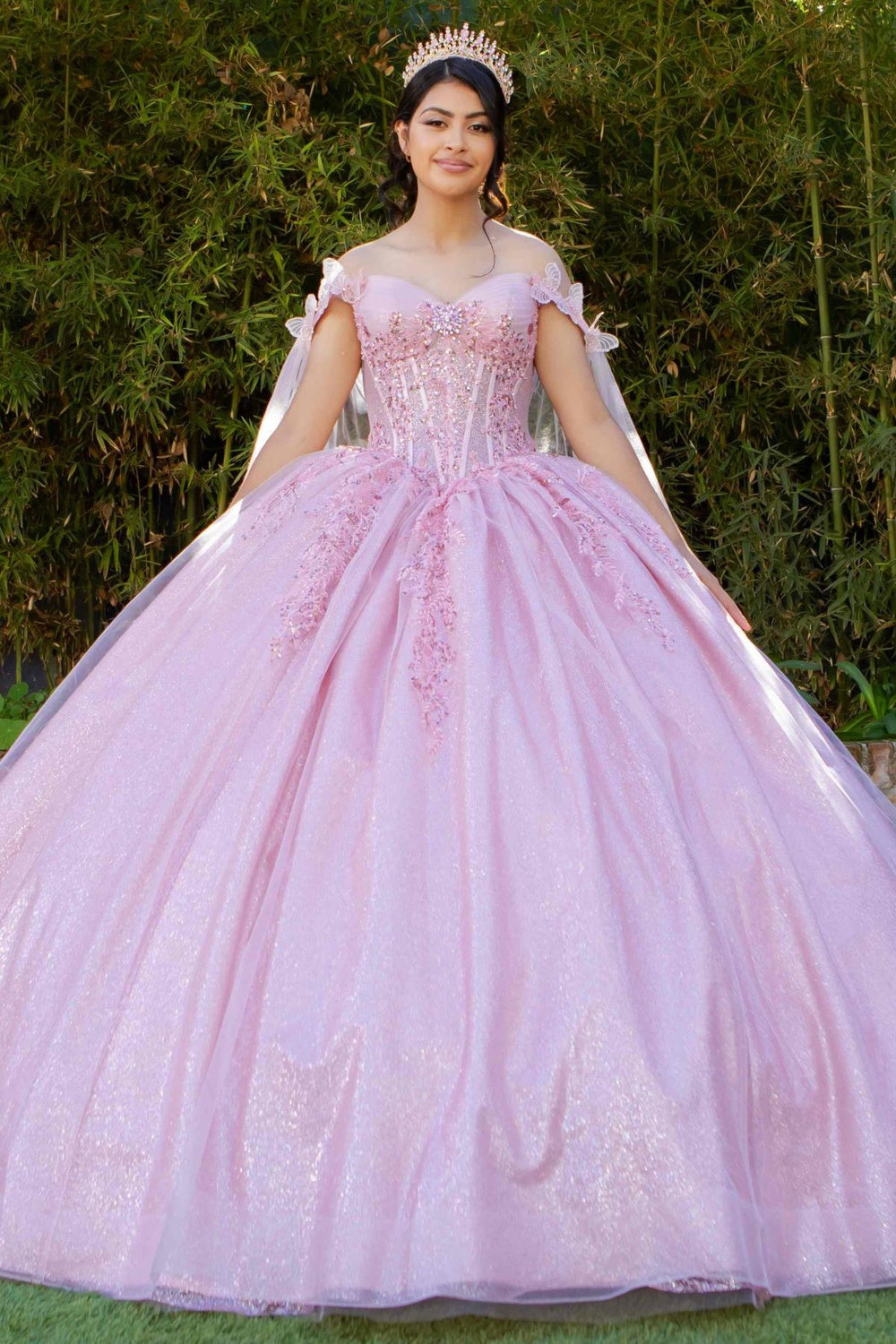 Cape Sleeve Ball Gown by Cinderella Couture 8270J - product image 8