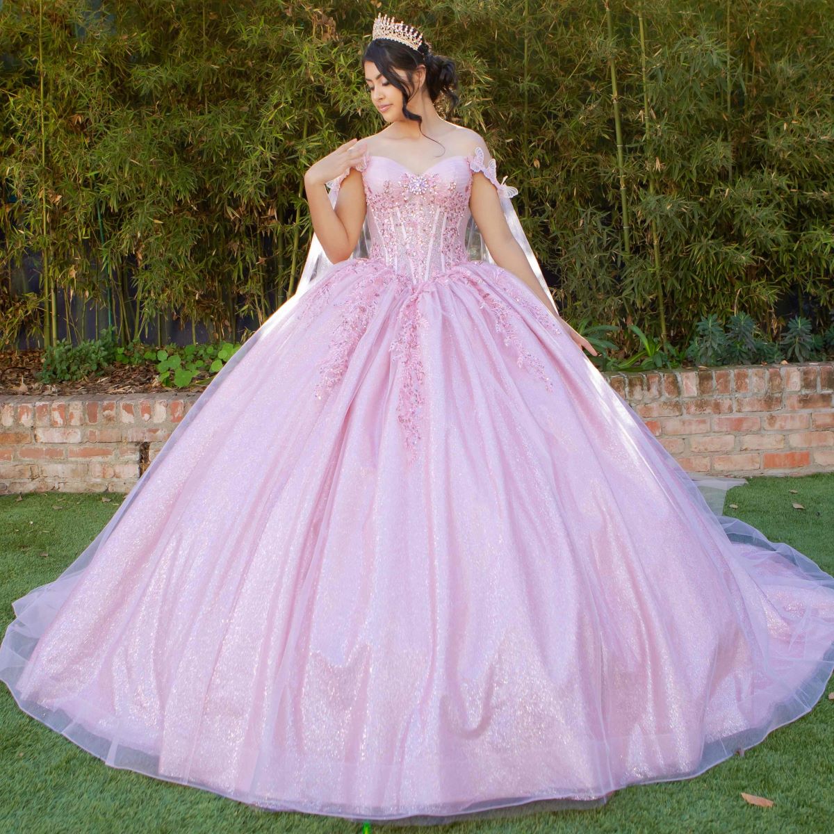 Cape Sleeve Ball Gown by Cinderella Couture 8270J - product image 13