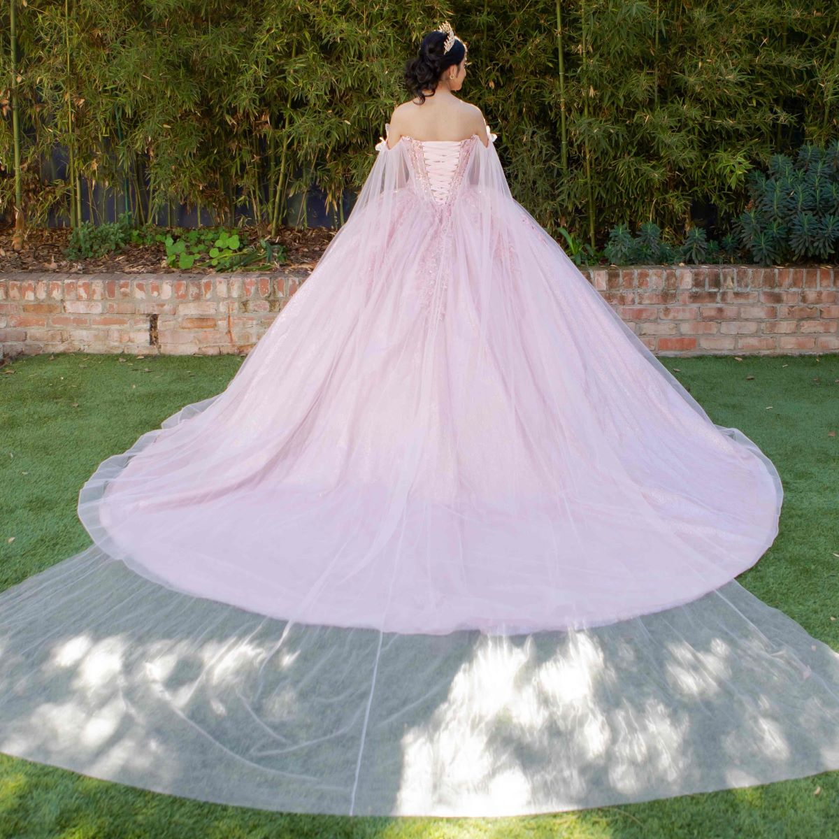 Cape Sleeve Ball Gown by Cinderella Couture 8270J - product image 9