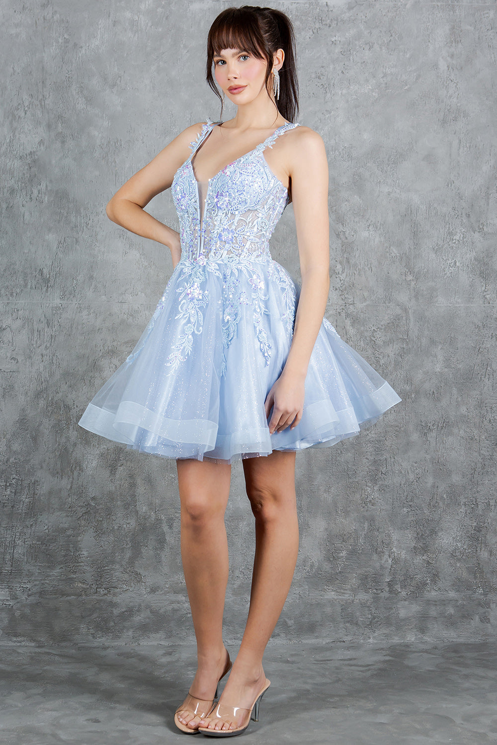 Applique Short V-Neck Dress by Cinderella Couture 8298J - product image 15
