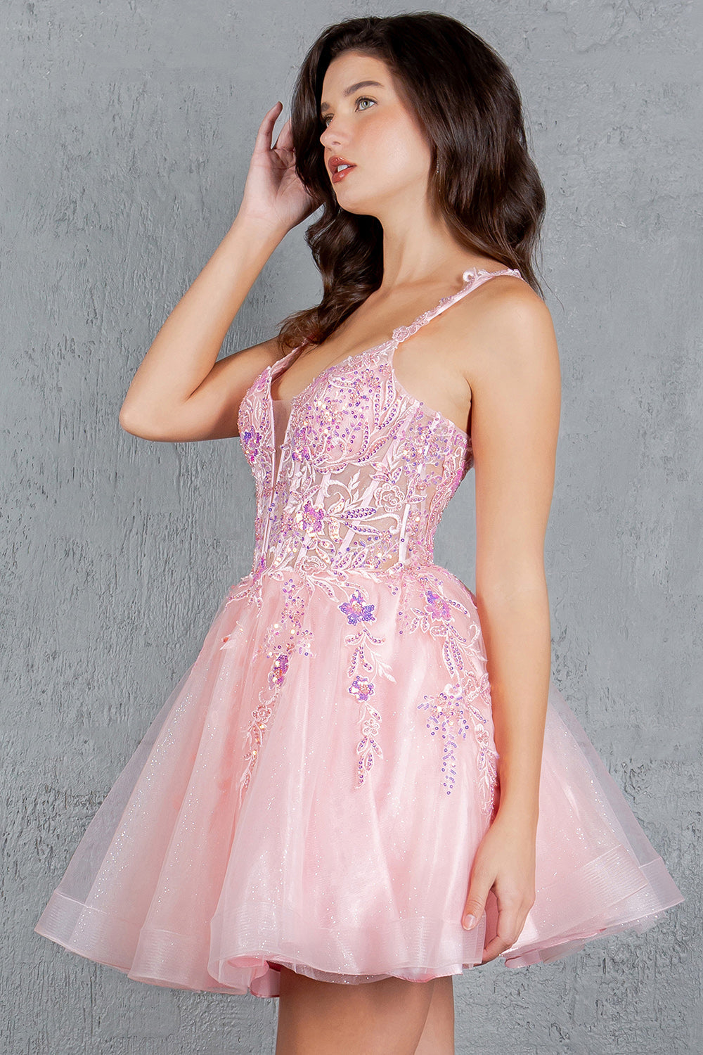 Applique Short V-Neck Dress by Cinderella Couture 8298J - product image 11
