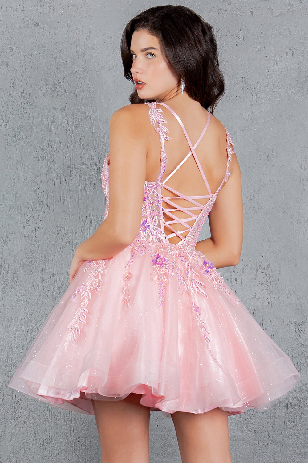 Applique Short V-Neck Dress by Cinderella Couture 8298J - product image 8