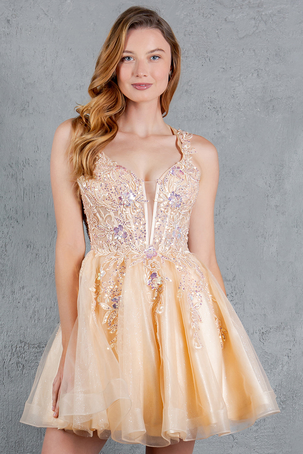 Applique Short V-Neck Dress by Cinderella Couture 8298J - product image 26