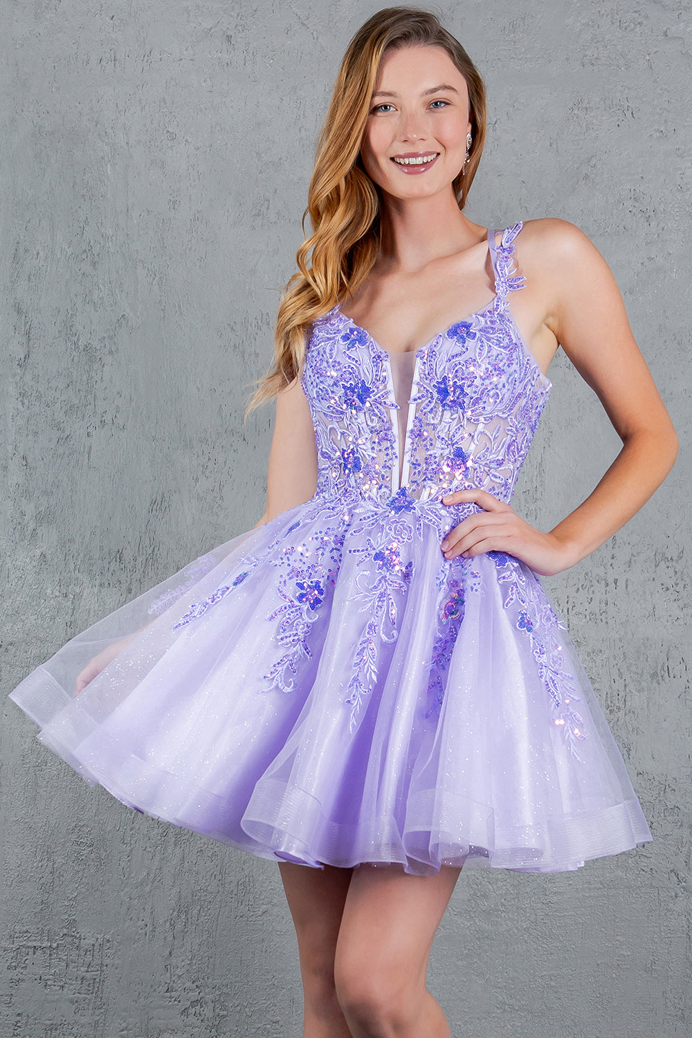 Applique Short V-Neck Dress by Cinderella Couture 8298J - product image 33