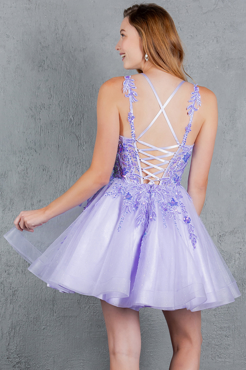 Applique Short V-Neck Dress by Cinderella Couture 8298J - product image 29