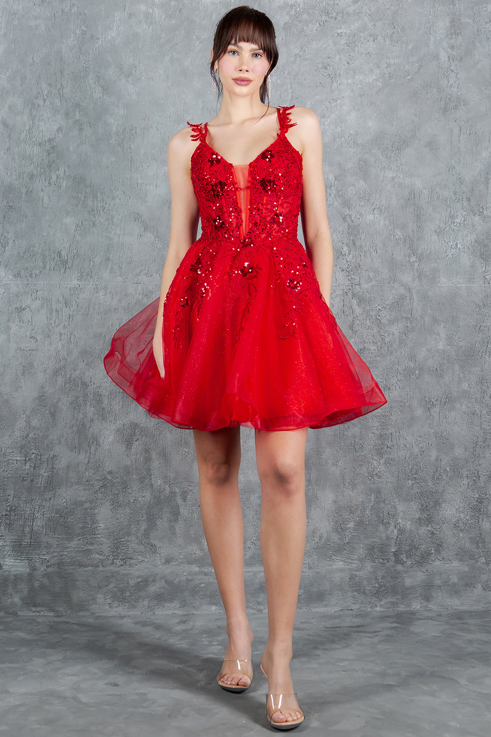 Applique Short V-Neck Dress by Cinderella Couture 8298J - product image 21