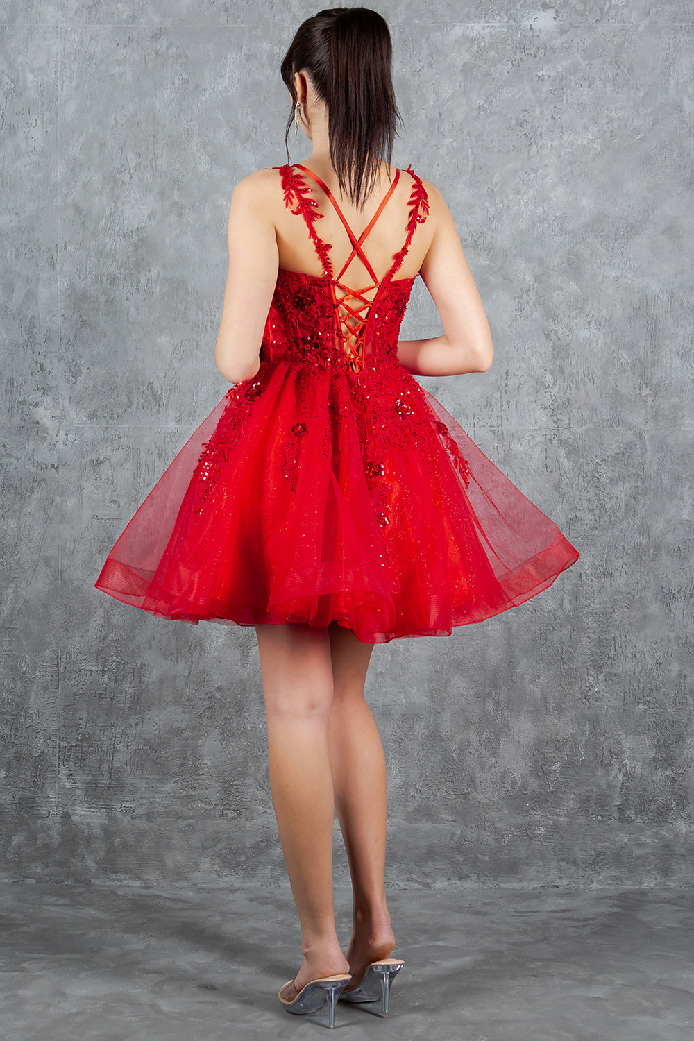 Applique Short V-Neck Dress by Cinderella Couture 8298J - product image 18