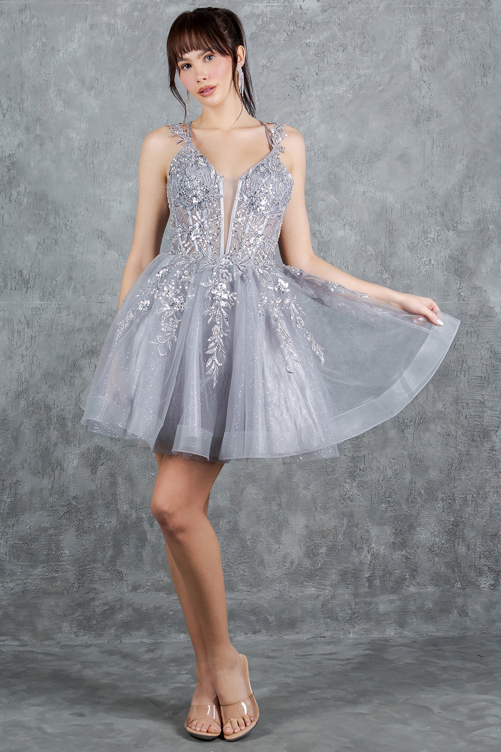 Applique Short V-Neck Dress by Cinderella Couture 8298J - product image 38