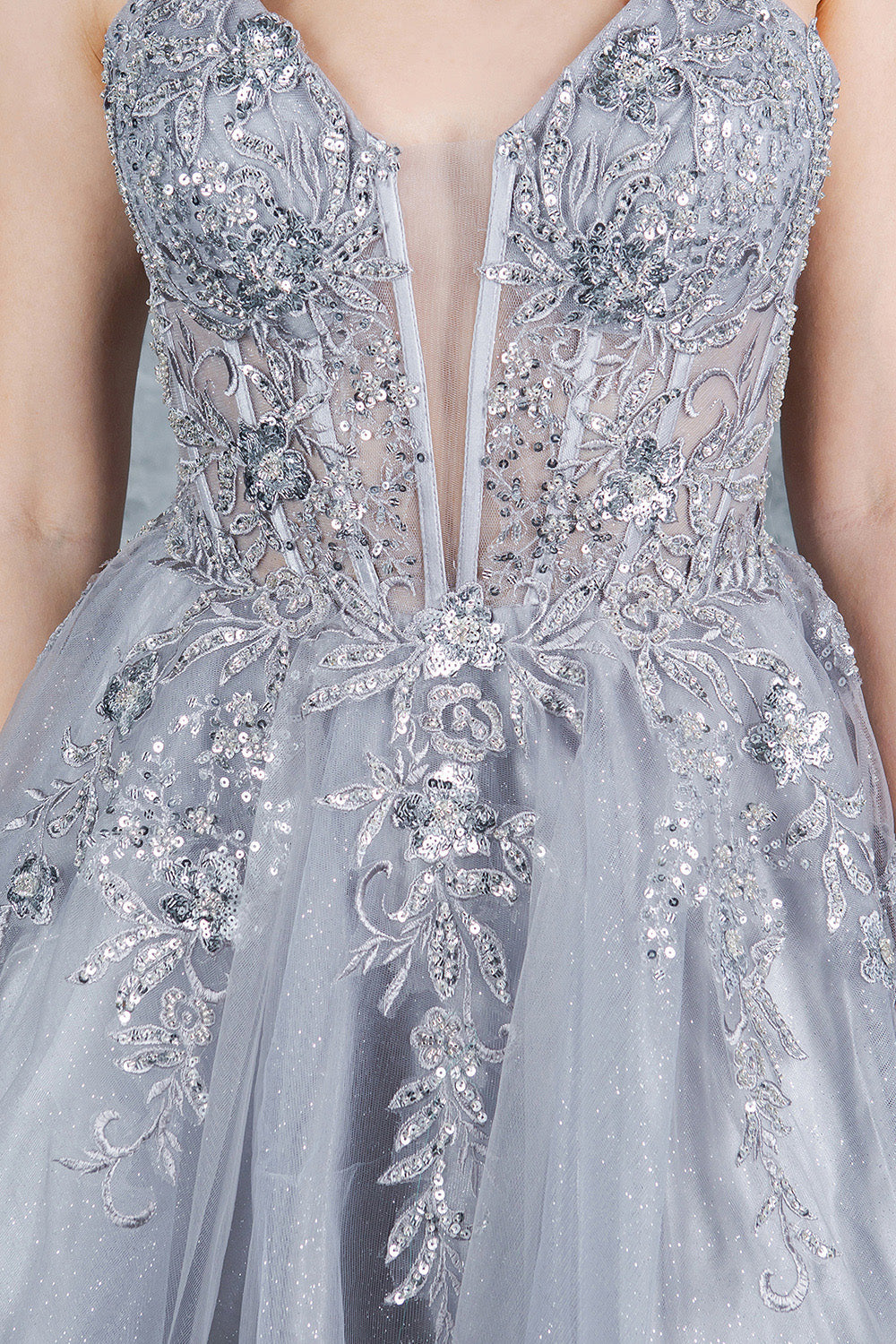 Applique Short V-Neck Dress by Cinderella Couture 8298J - product image 36