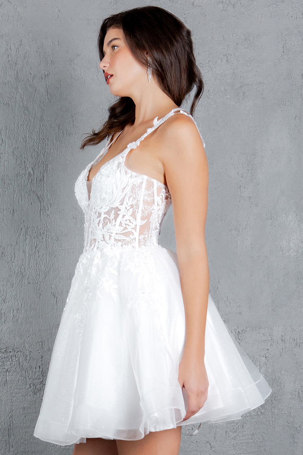 Applique Short V-Neck Dress by Cinderella Couture 8298J - product image 5