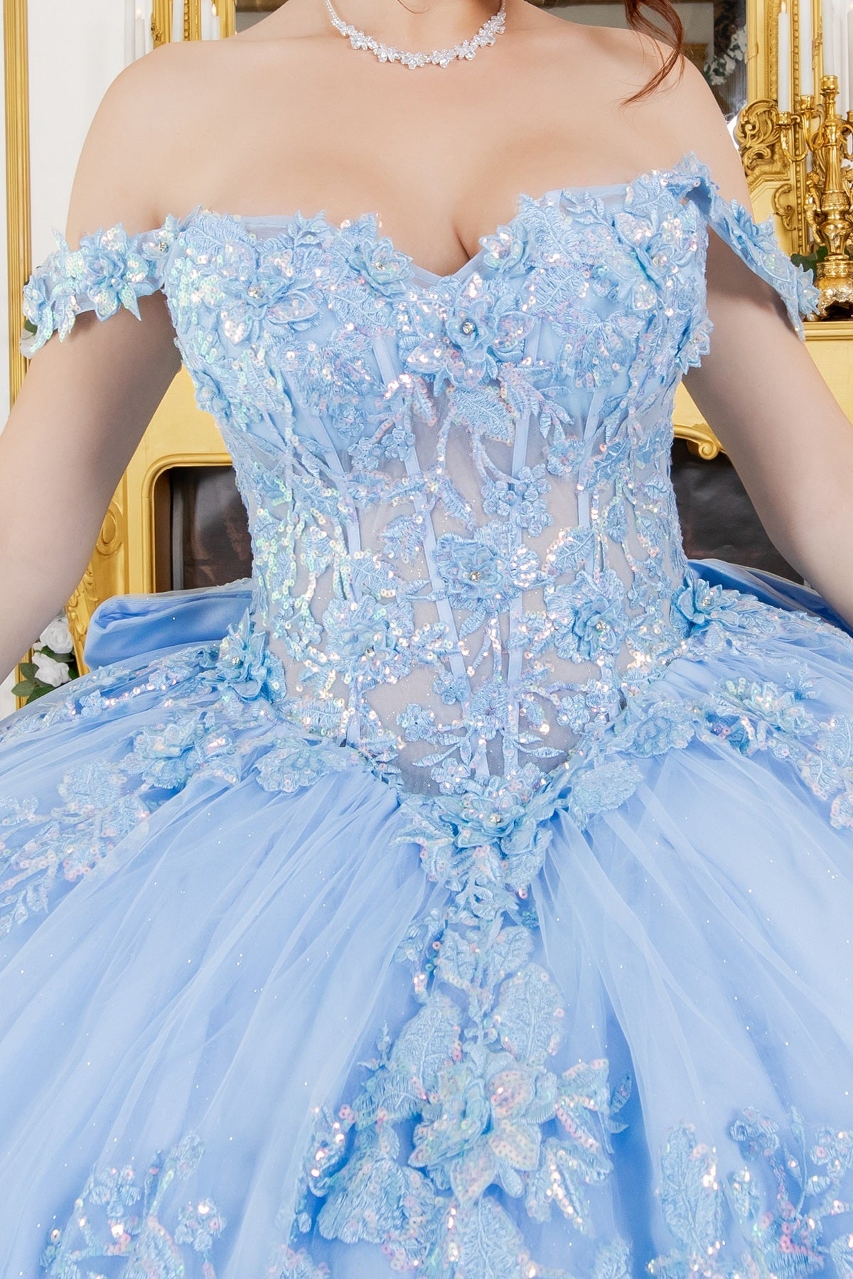 Applique Sleeveless Ball Gown by Cinderella Couture 8310J - product image 3