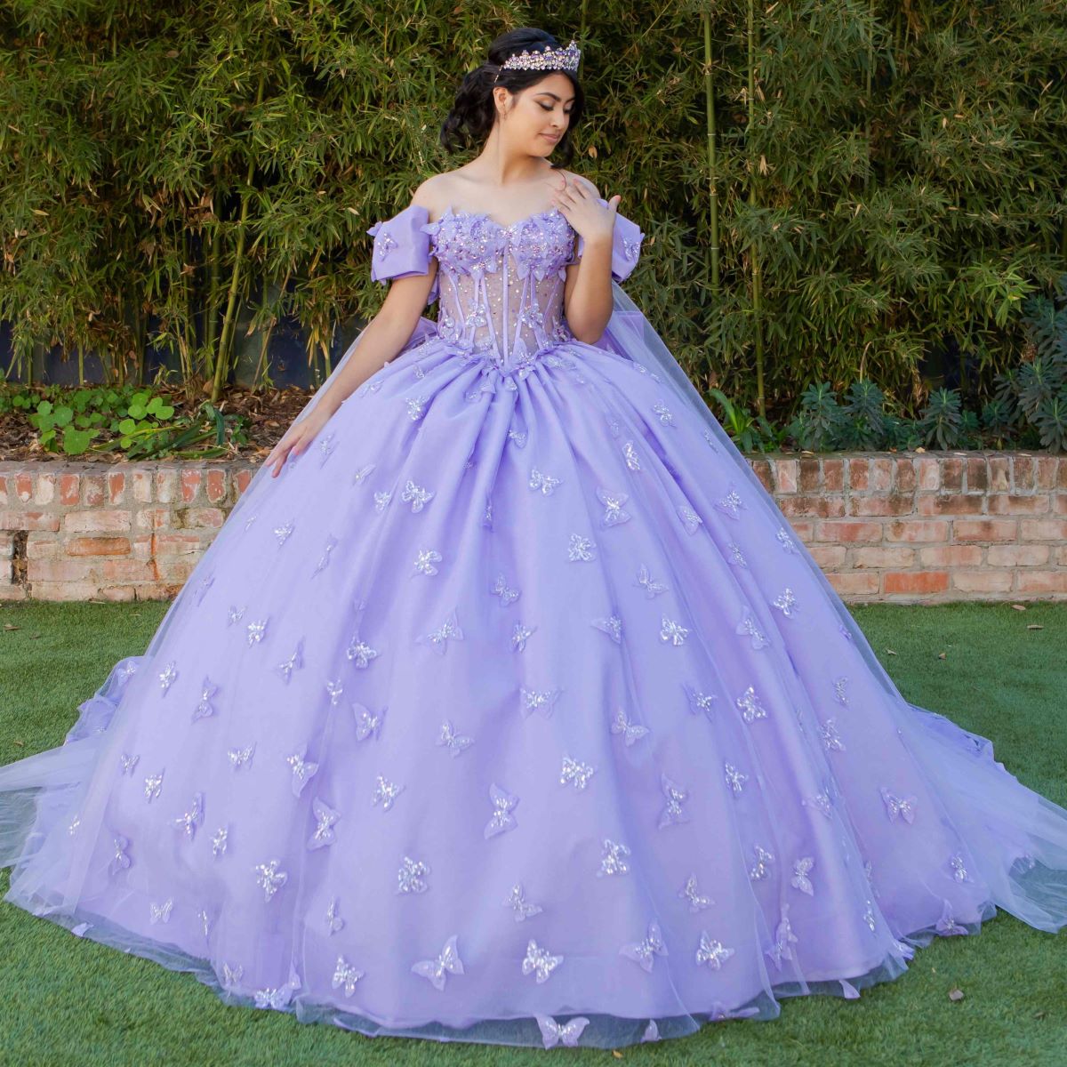 Cape Sleeve Ball Gown by Cinderella Couture 8350J - product image 12