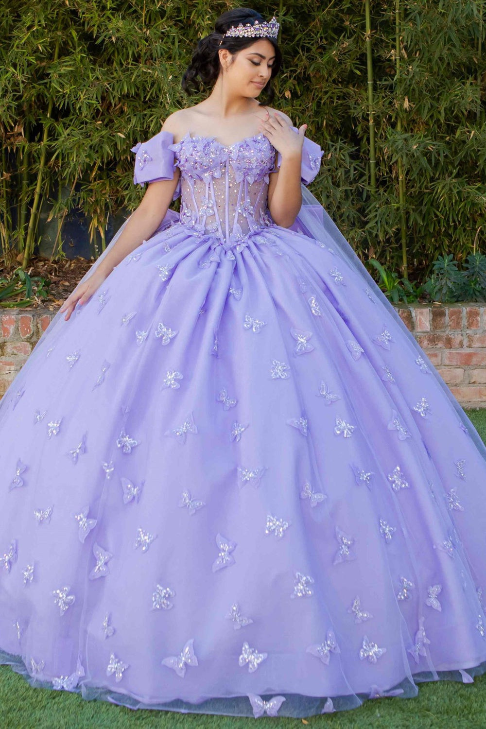 Cape Sleeve Ball Gown by Cinderella Couture 8350J - product image 7