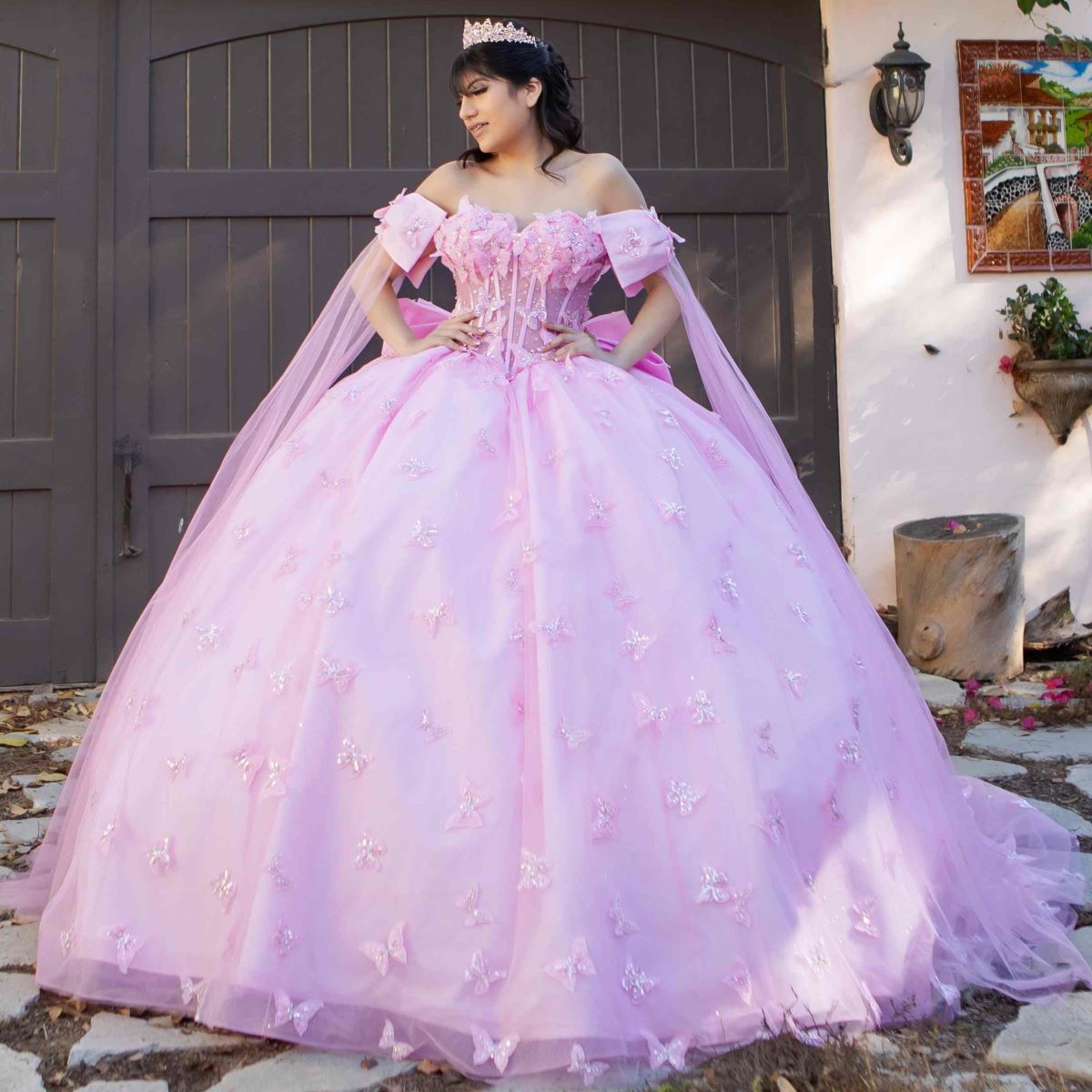 Cape Sleeve Ball Gown by Cinderella Couture 8350J - product image 5