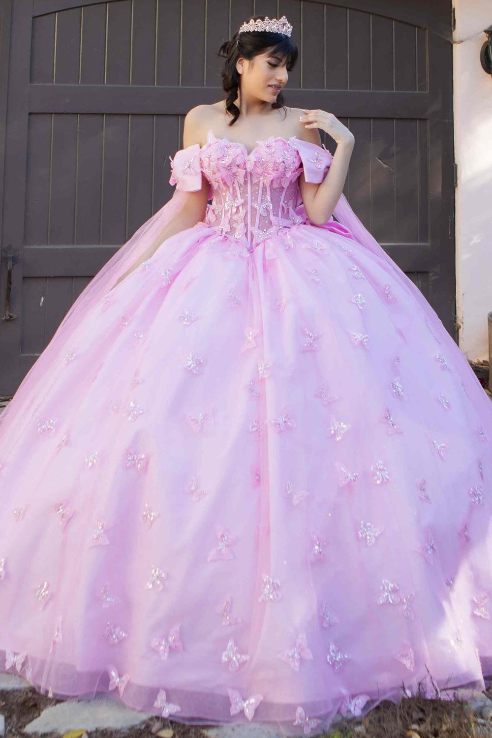 Cape Sleeve Ball Gown by Cinderella Couture 8350J - product image 1