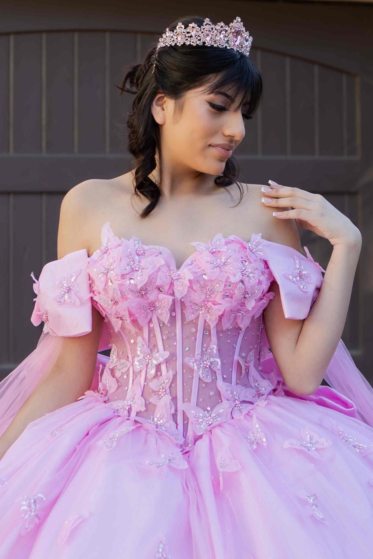 Cape Sleeve Ball Gown by Cinderella Couture 8350J - product image 3