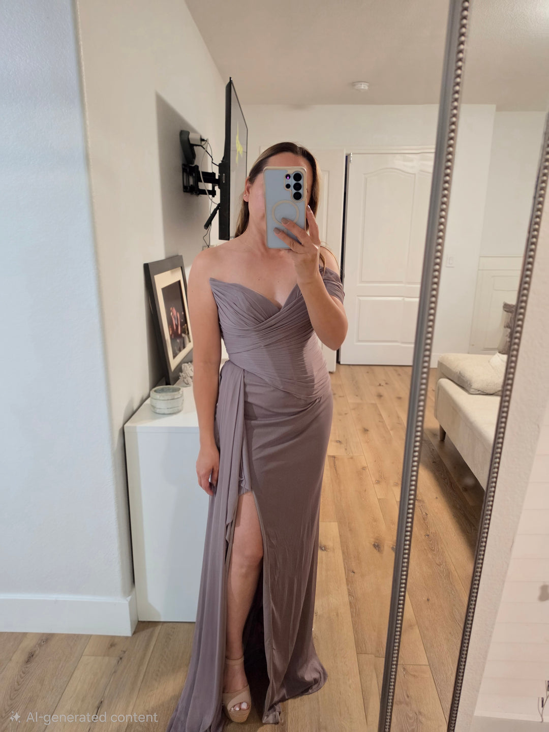Chiffon Off Shoulder Slit Gown by Ladivine CD406 - image 9