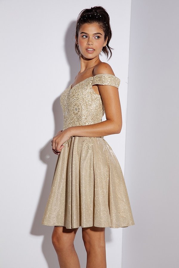 Glitter Short Off Shoulder A-line Dress by Eureka 9366 - product image 5