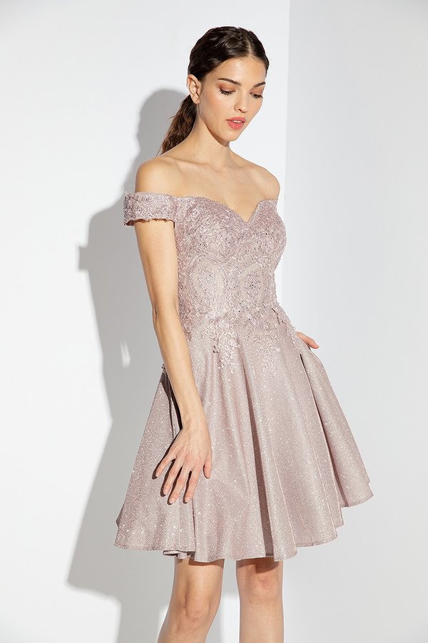 Glitter Short Off Shoulder A-line Dress by Eureka 9366 - product image 4