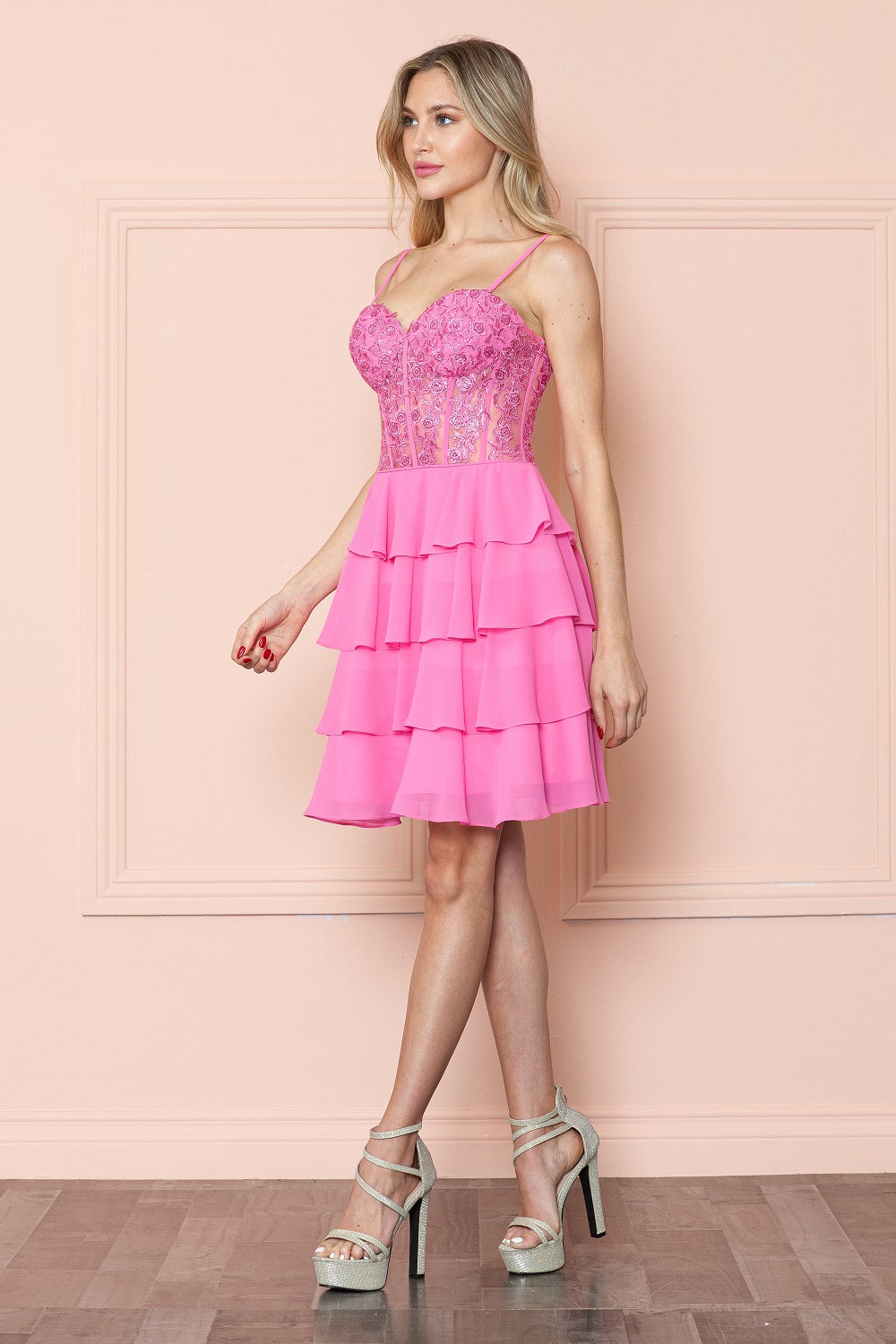 Chiffon Short A-line Tiered Dress by Poly USA 9494 - product image 9