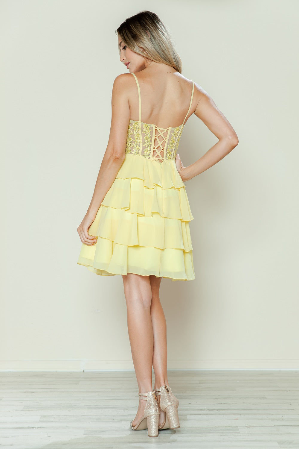 Chiffon Short A-line Tiered Dress by Poly USA 9494 - product image 6
