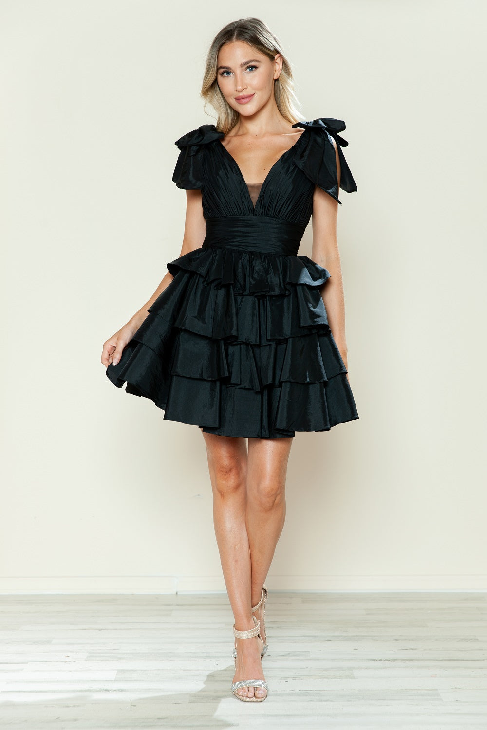 Taffeta Short Bow Ruffled Dress by Poly USA 9742 - product image 3