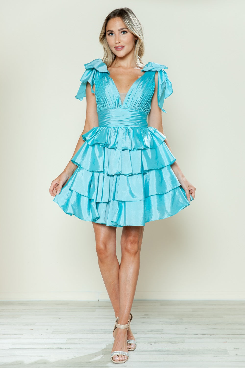 Taffeta Short Bow Ruffled Dress by Poly USA 9742 - product image 4