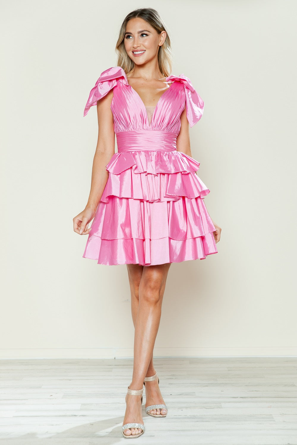 Taffeta Short Bow Ruffled Dress by Poly USA 9742 - product image 1