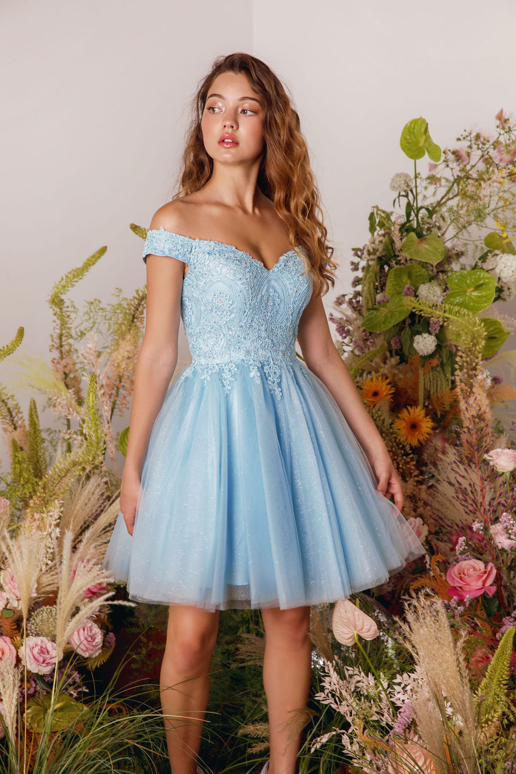 Applique Short Off Shoulder Dress by Eureka 9833 - product image 1