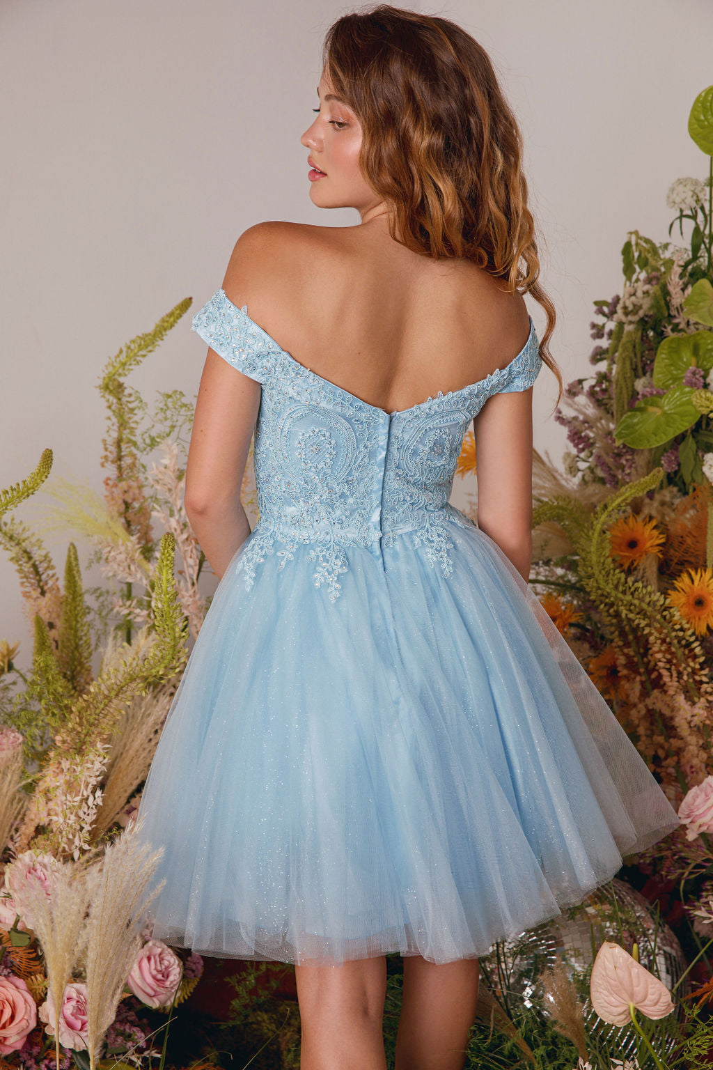 Applique Short Off Shoulder Dress by Eureka 9833 - product image 2