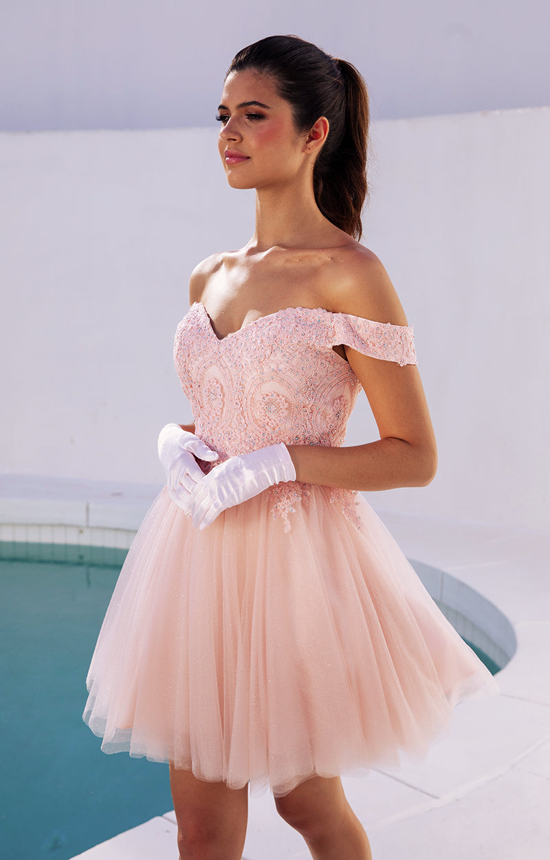 Applique Short Off Shoulder Dress by Eureka 9833 - product image 8