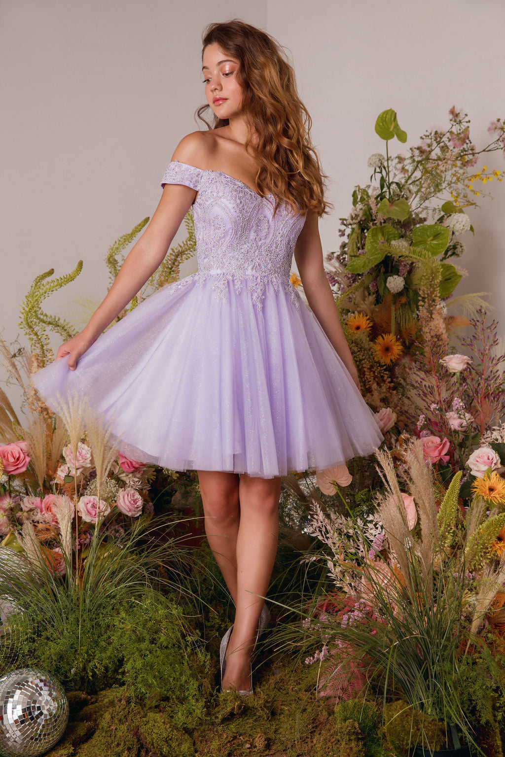 Applique Short Off Shoulder Dress by Eureka 9833 - product image 4