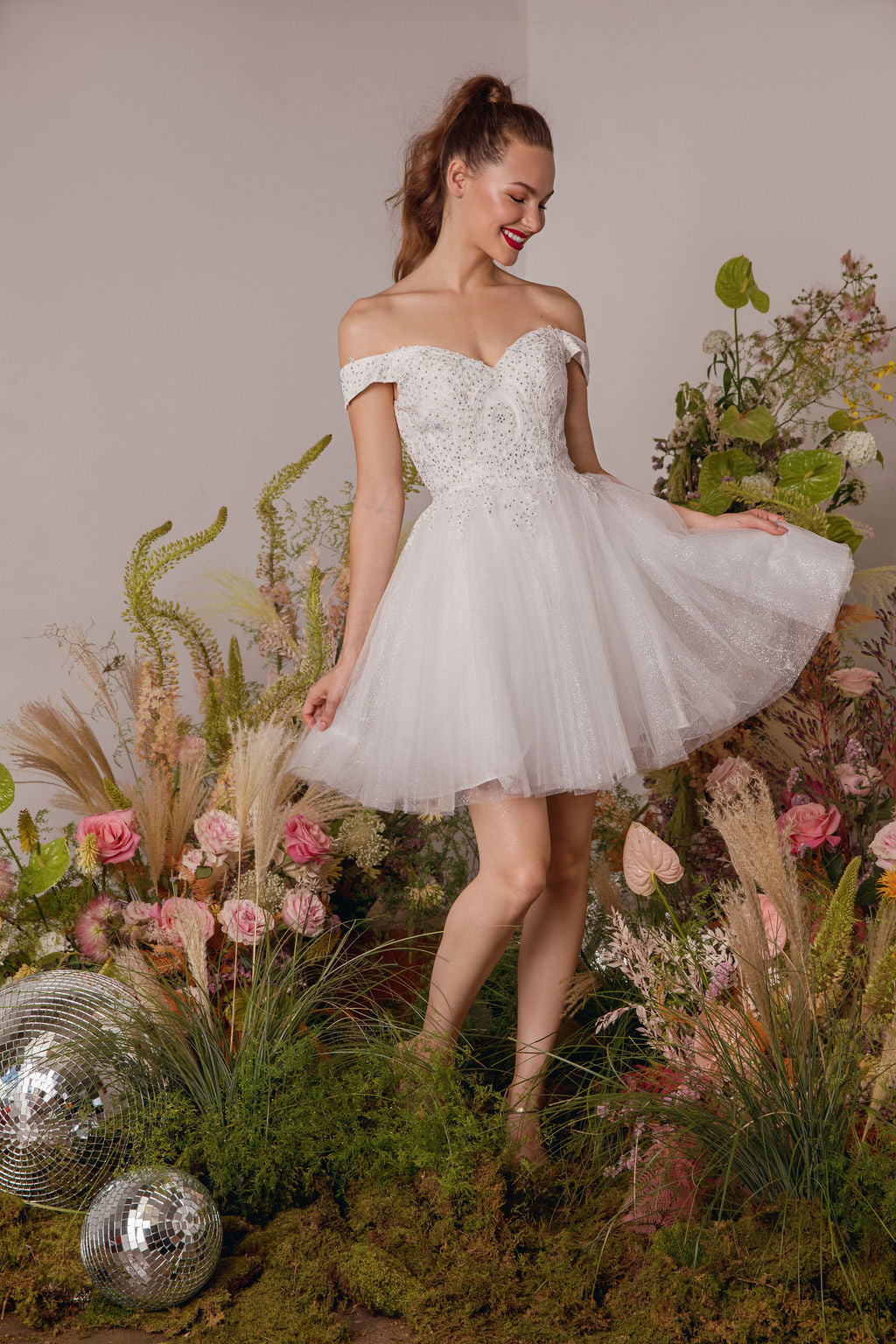 Applique Short Off Shoulder Dress by Eureka 9833 - product image 6