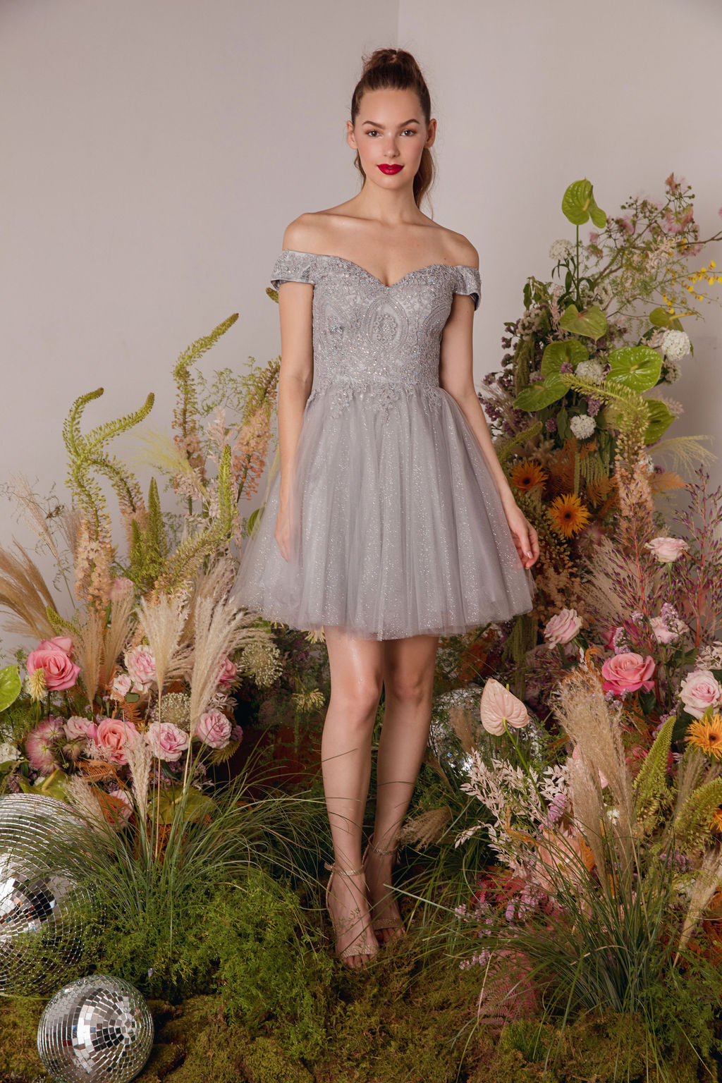 Applique Short Off Shoulder Dress by Eureka 9833 - product image 7