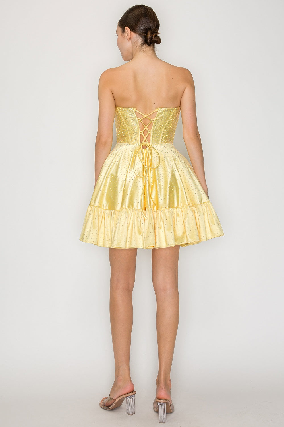 Beaded Short Strapless A-line Dress by Poly USA 9942 - product image 2