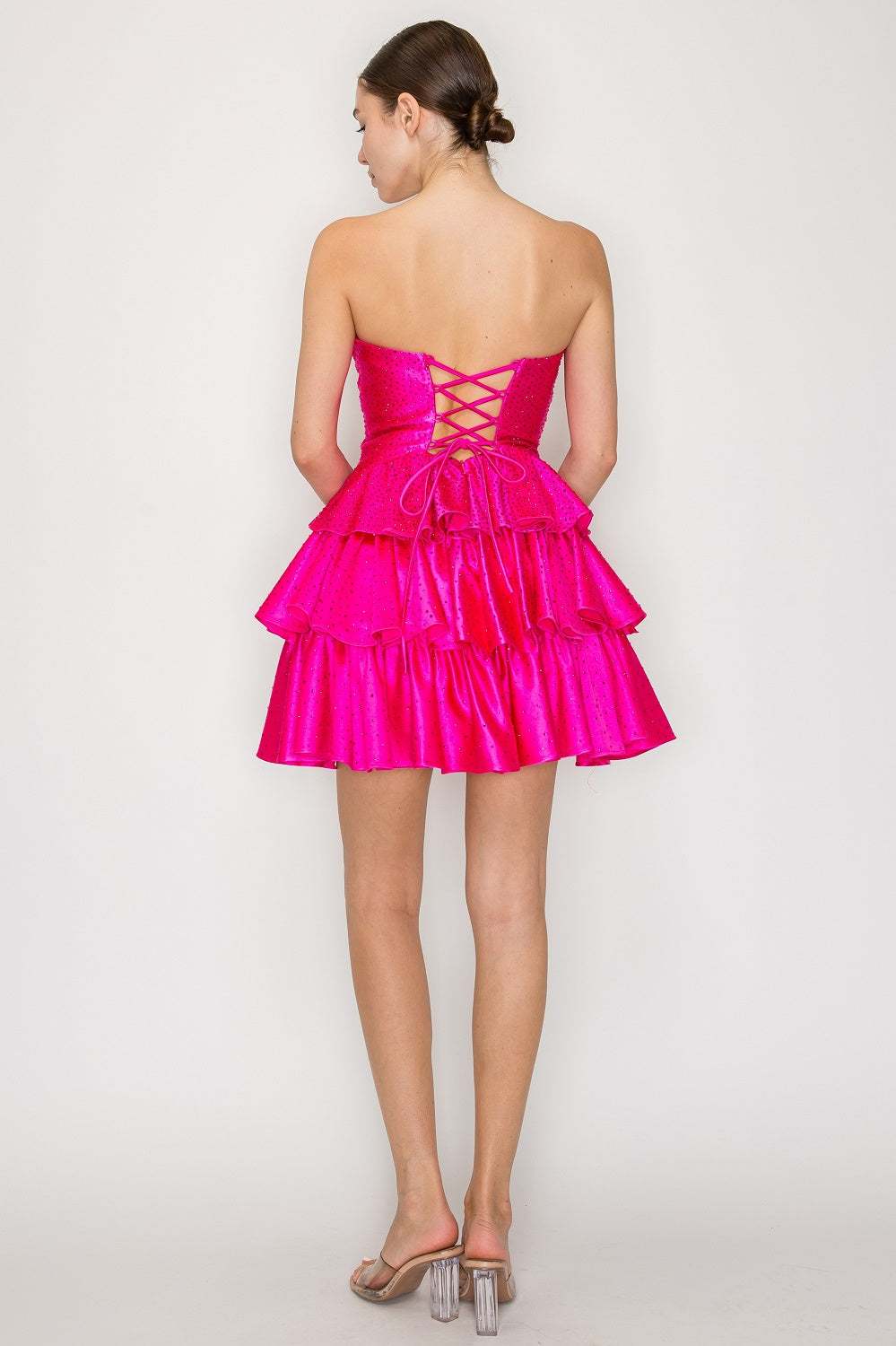 Beaded Short Strapless Tiered Dress by Poly USA 9944 - product image 2