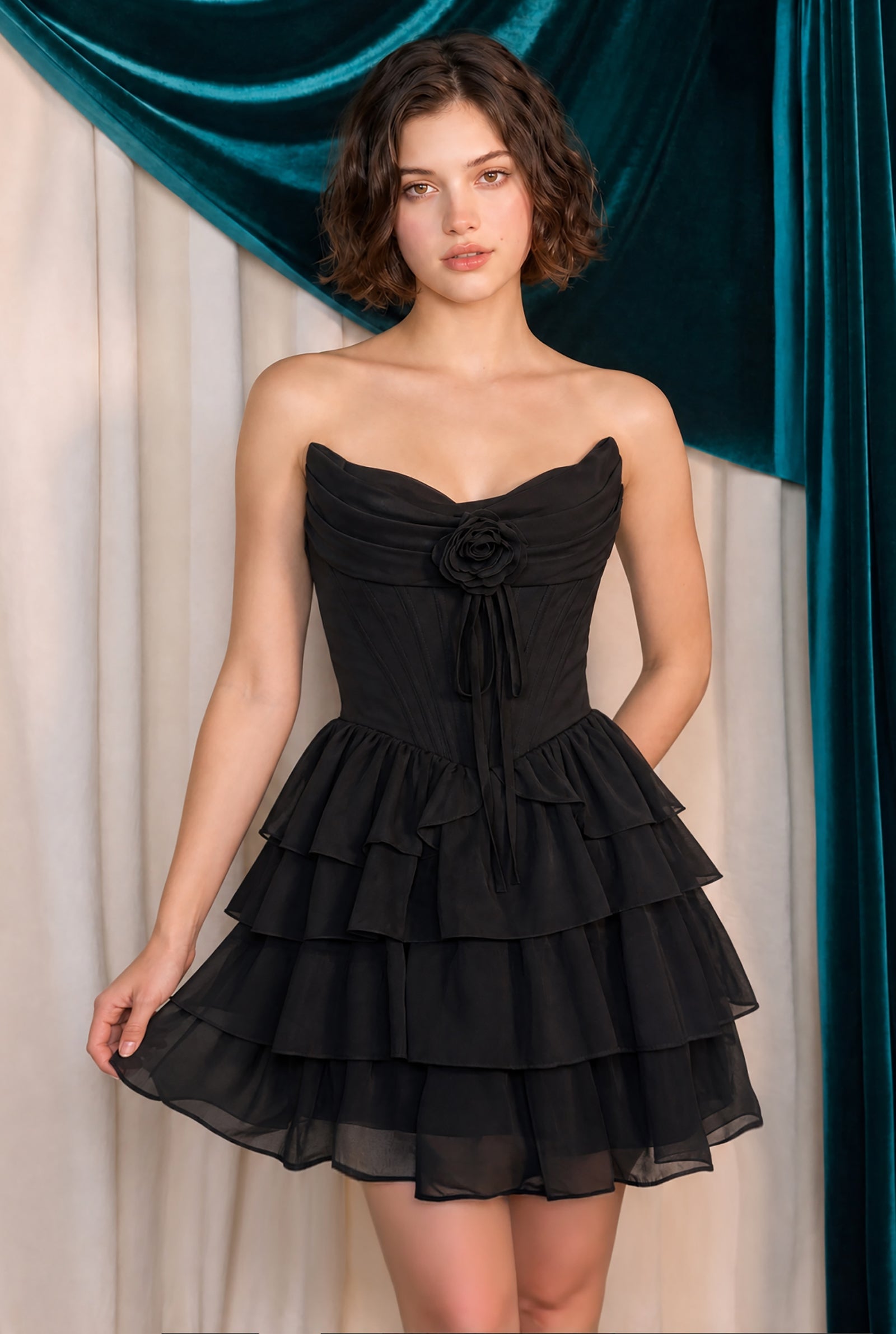 Short Strapless Tiered Dress by Andrea and Leo A1521 - product image 5