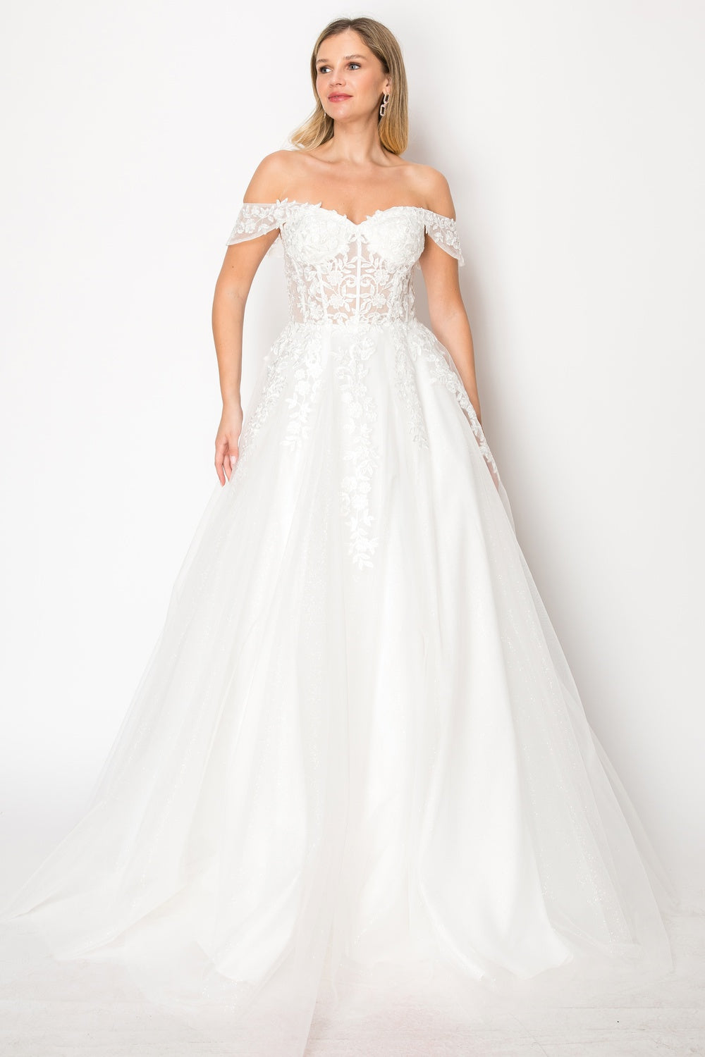 Off-the-Shoulder Long Glitter Ball Gown: Chicas C336